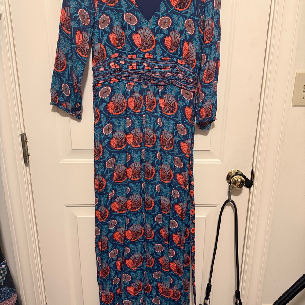 Floral Blue and Red Maxi Dress